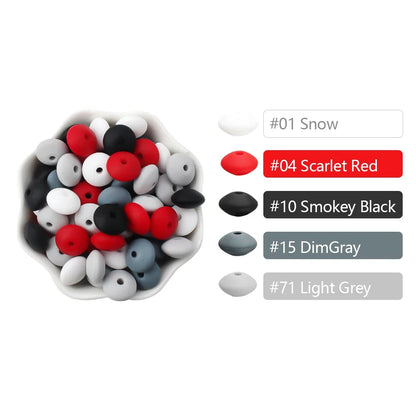 100/50/20Pcs Silicone Lentil Beads - 12mm BPA Free Loose Spacer Beads for DIY Jewelry Making Bracelets Necklaces Keychains