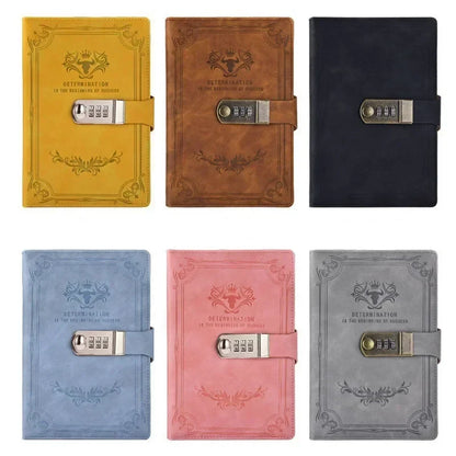 A5 Retro Password Book with Lock – 200 Pages Thick Creative Diary & Student Notepad Notebook