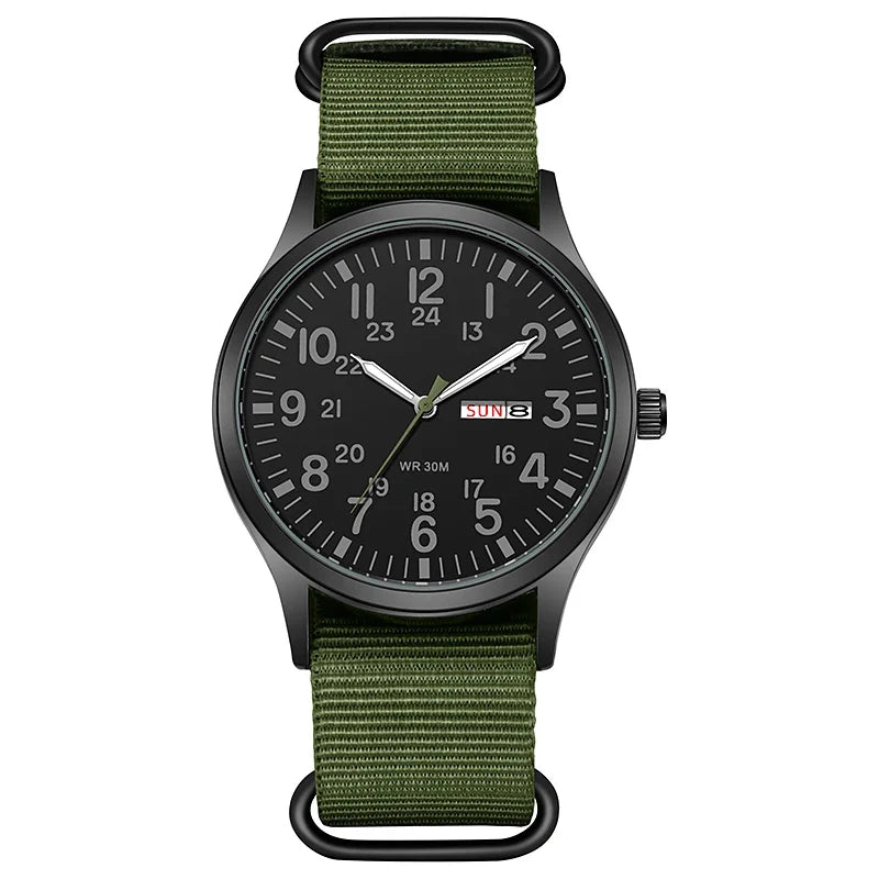 TPW Field Watch 2024 - Easy Read Quartz Wristwatch with Fabric Strap & 24-Hour Display