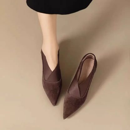 Women’s French Retro Ankle Boots - Pointed Toe Kitten Heels with Elastic Deep-Cut Design