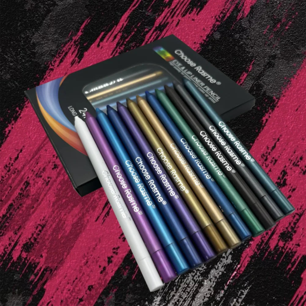 12-Piece Waterproof Eyeliner Set - Shimmer Eyeshadow & Highlighter Pens