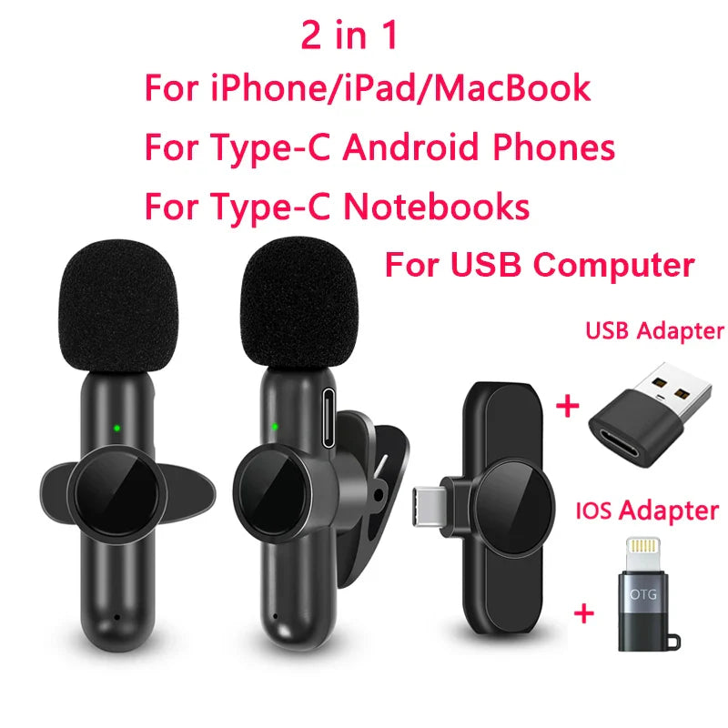 K61 Wireless Lavalier Microphone – Mini Mic for iPhone, iPad, Android, Laptop, and Live Streaming
