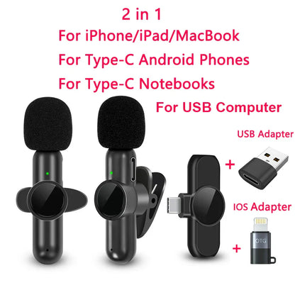 K61 Wireless Lavalier Microphone – Mini Mic for iPhone, iPad, Android, Laptop, and Live Streaming