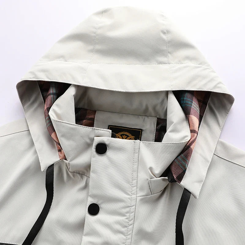 Men's Casual Hooded Windbreaker Jacket - Waterproof Warm Soft Shell Outdoor Winter Coat Plus Size