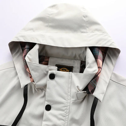 Men's Casual Hooded Windbreaker Jacket - Waterproof Warm Soft Shell Outdoor Winter Coat Plus Size