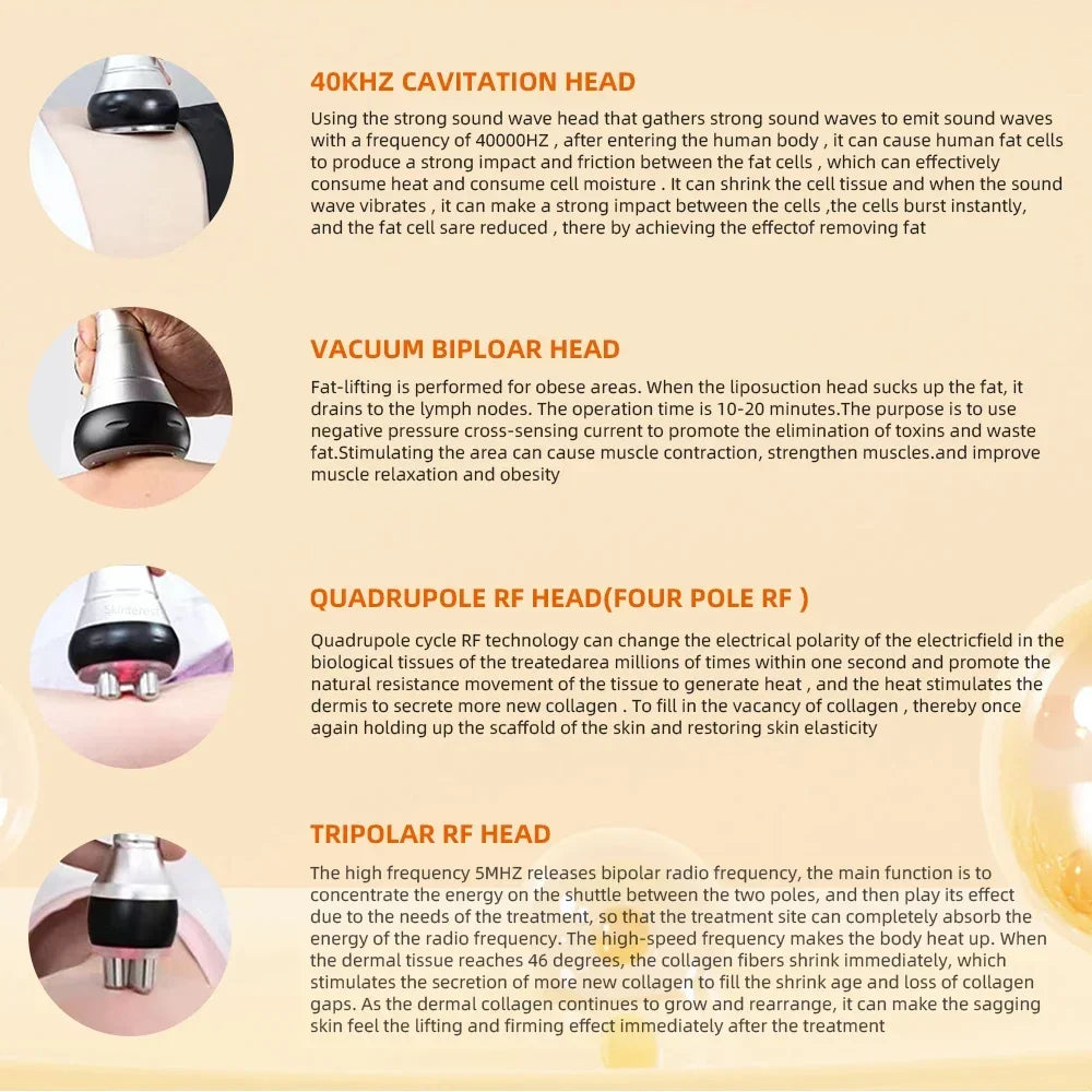 40K 3-in-1/4-in-1 Cavitation Body Slimming Machine – Facial Massager, Skin Tightening, Face Lifting & Vacuum Suction Beauty Device