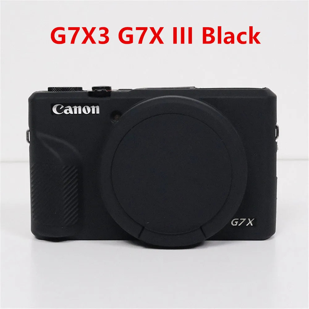 Canon G7X Mark II Silicone Camera Case - Soft Rubber Protective Skin Cover with Lens Protector for G7XII G7X2 G7X3 G7XIII