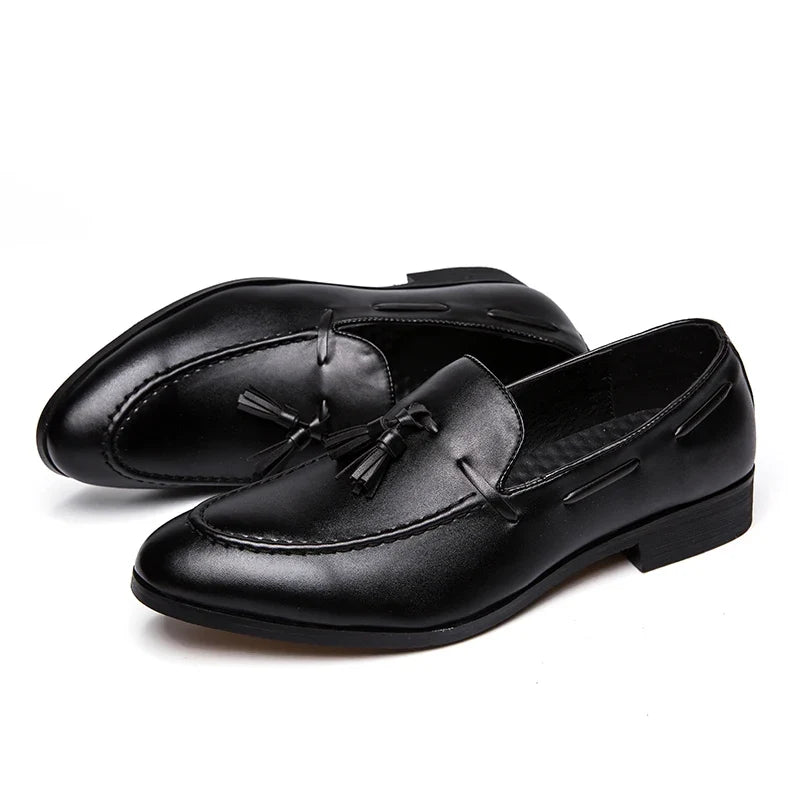 Men’s Formal Leather Loafers - Comfortable Tassel Business & Casual Dress Shoes