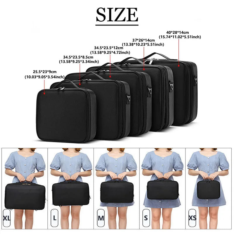 Professional Makeup Case: Female Travel Beauty Nail Toolbox - Big Capacity Cosmetic Organizer Suitcase for Makeup Storage