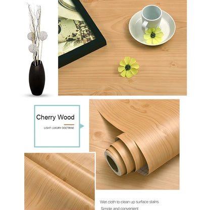 WZF Waterproof Wood Grain Wallpaper Roll - Self Adhesive Vinyl Film for Furniture, Cabinets & DIY Home Decor