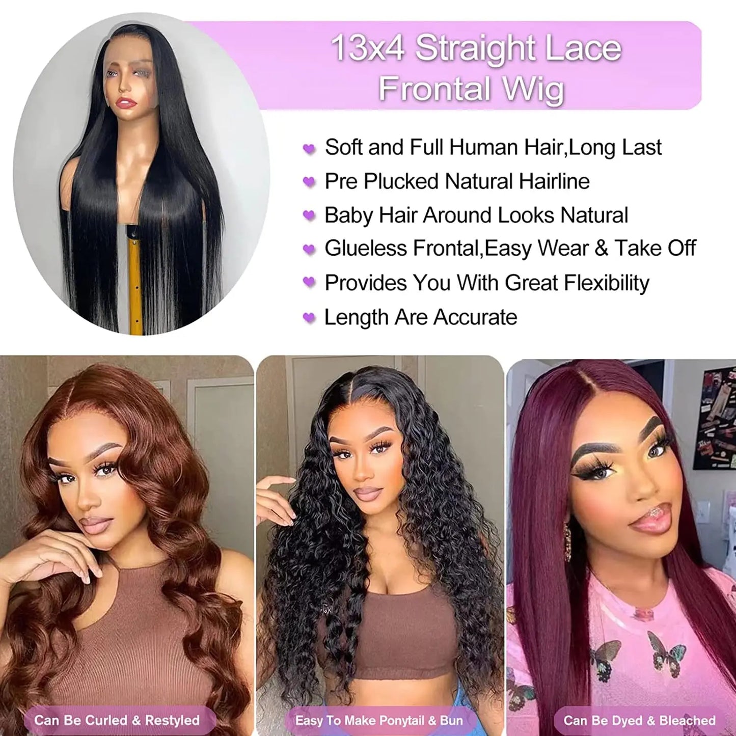 Brazilian Bone Straight Human Hair Wig - 30 32 Inch HD Transparent Lace Front 13x4 13x6 5x5 6x4 Glueless Lace Frontal Wig