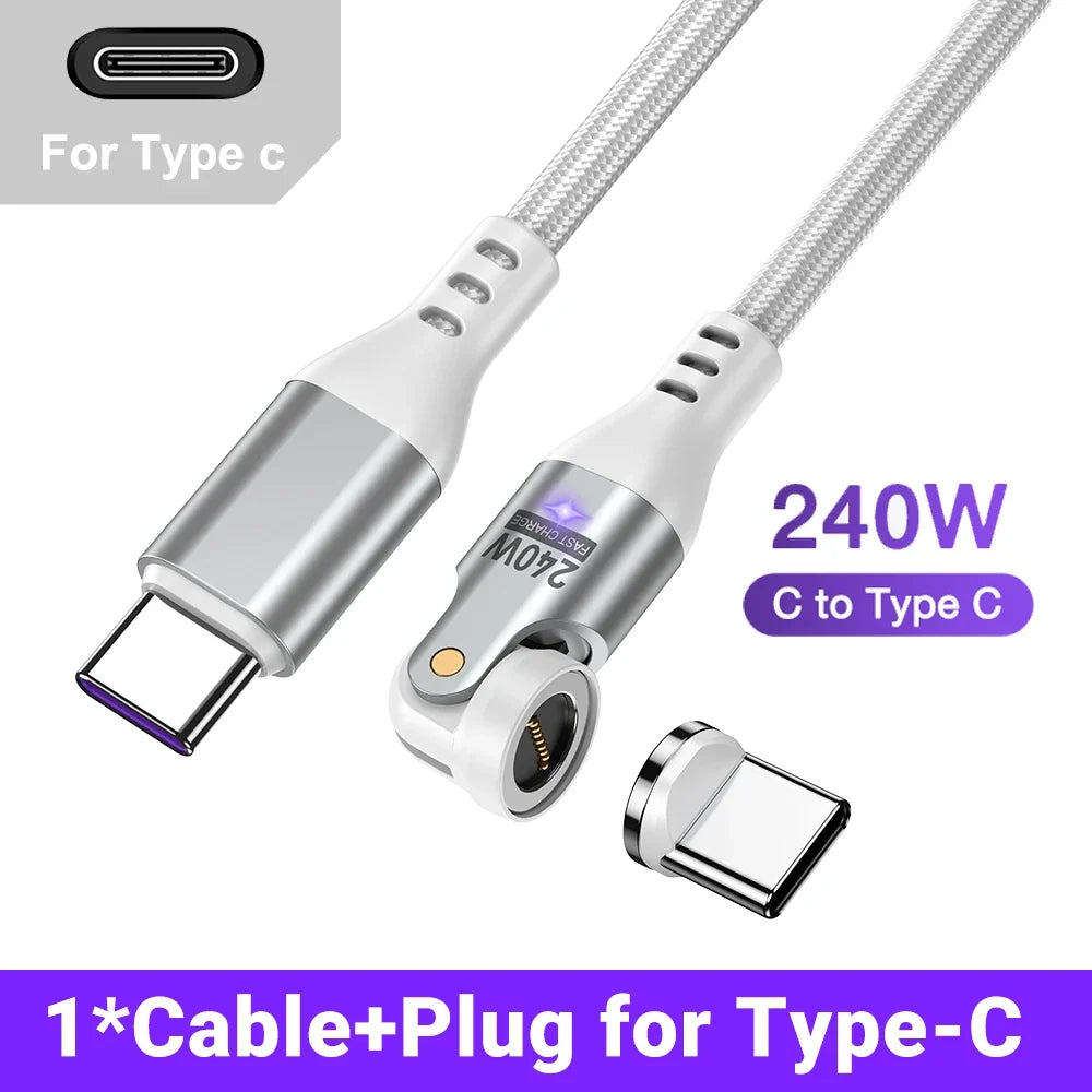 AUFU 240W Magnetic USB-C Cable - 100W PD 3.1 Fast Charging Wire for MacBook, iPad, Laptop & iPhone 15