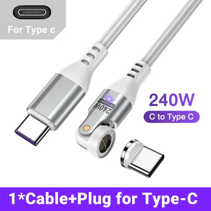 AUFU 240W Magnetic USB-C Cable - 100W PD 3.1 Fast Charging Wire for MacBook, iPad, Laptop & iPhone 15