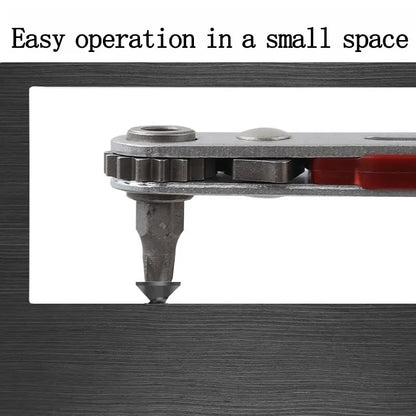Multifunctional Bidirectional Ratchet Screwdriver — Forward & Reverse Elbow Wrench with Flat and Cross Heads
