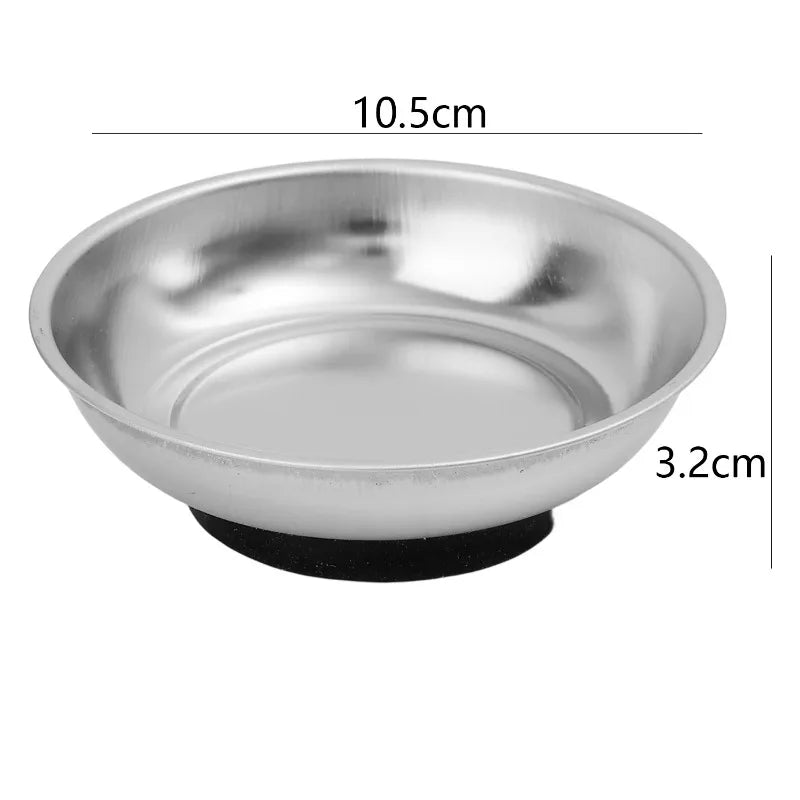 Rectangular Magnetic Parts Tray - Stainless Steel Screw Bowl Organizer for Nuts, Bolts, Hardware & Tool Storage