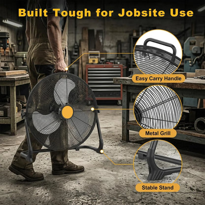 Cordless Floor Fan - 12/16-Inch Portable Fan Compatible with DeWalt 20V Max Batteries