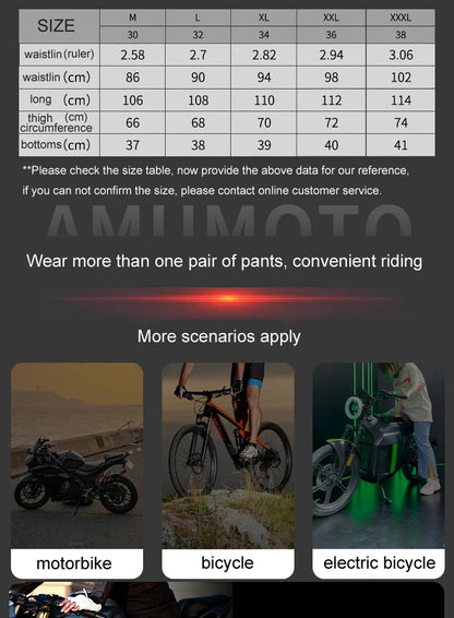 AMU Motorcycle Quick Take-Off Pants - Waterproof, Windproof, Thermal Protective Gear for Men & Women