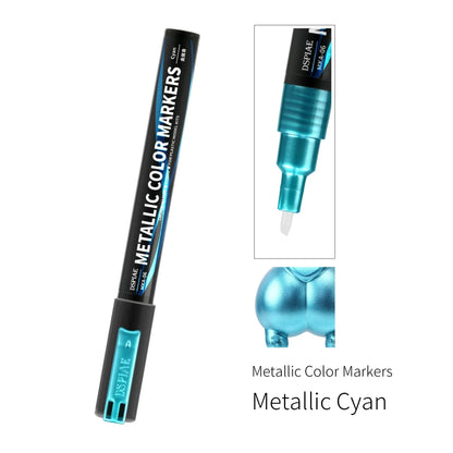 DSPIAE MKA Metallic Brush Marker Pen Set – Eco-Friendly Water-Based Soft Tip Paint Pens (Pink, Orange, Red, Blue, Green, Silver, Gold)