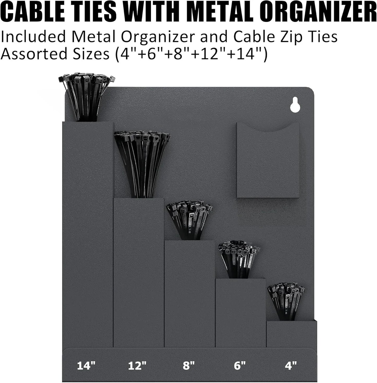 Wall Mount Cable Tie Holder - Zip Tie Storage Rack Organizer for Garage, Workshop & Home