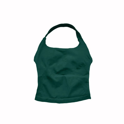 NCLAGEN Women’s Gym Halter Top - Longline Strappy Padded Tank for Yoga, Fitness, Running & Activewear Workouts