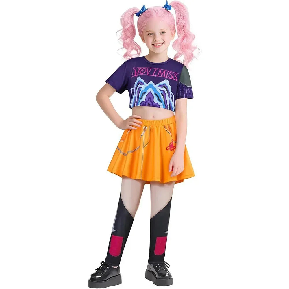 Girls Rumi Zoey Mira Cosplay Costume – 3D Print K-Pop Demon Hunters Suit Set for Stage, Performance & Halloween Party
