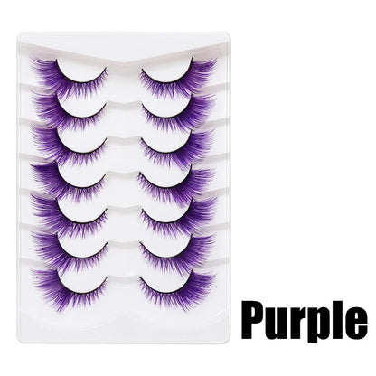 Colorful Halloween False Eyelashes – Blue, Red & Pink Cosplay Fake Lash Extensions for Makeup Looks