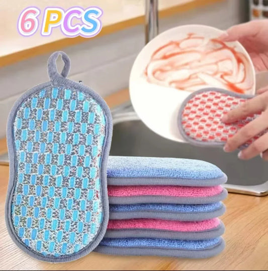 Double-Sided Kitchen Cleaning Sponges - Dishwashing Scrubber Pads & Reusable Scouring Tools
