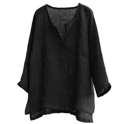Men’s Loose Fit Long Sleeve Shirt - Solid Color Casual V-Neck Spring & Summer Top S-5XL