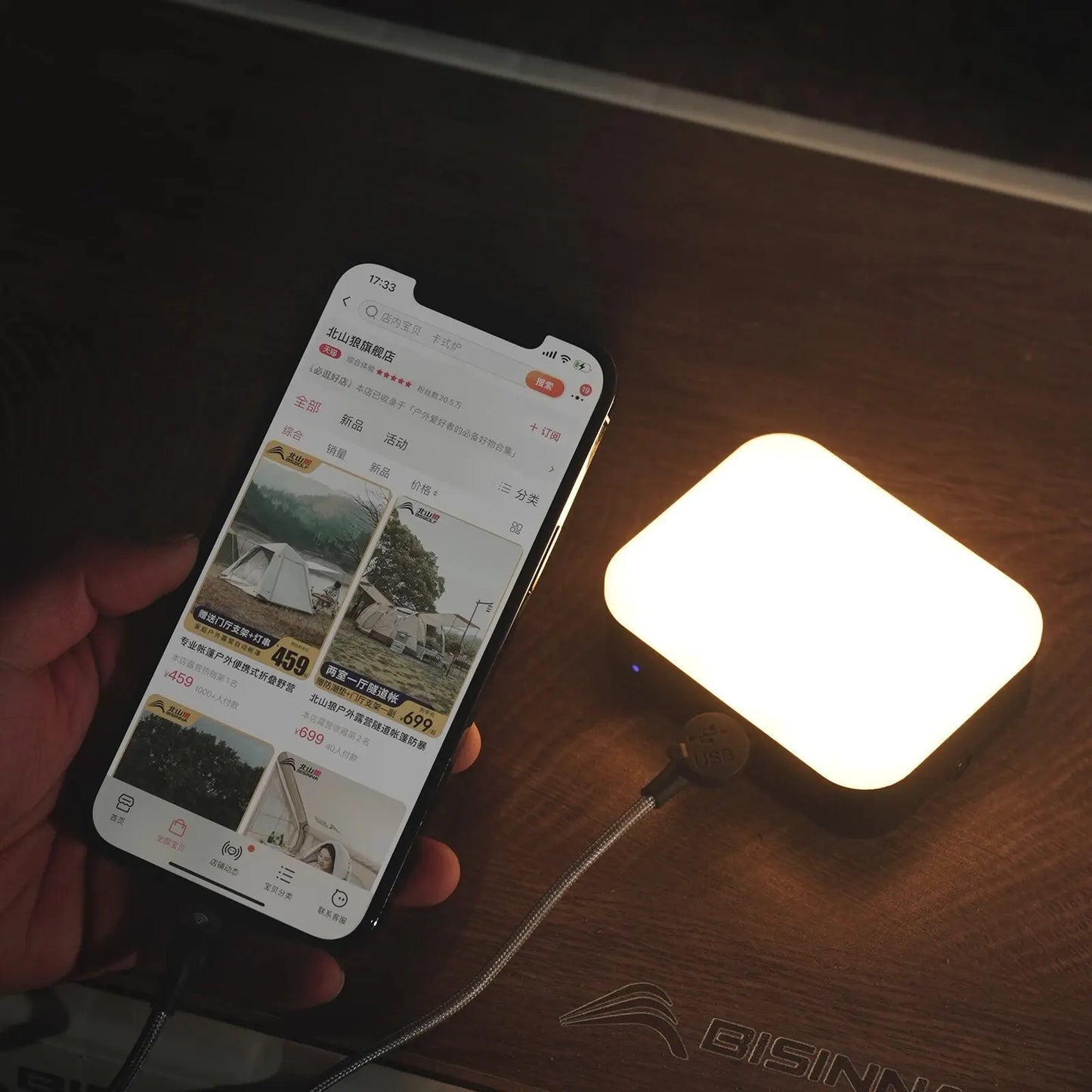 LED Camping Light - USB Charging Portable Tent Lantern, Emergency Flashlight with 4-Level Dimming for Outdoor Hiking