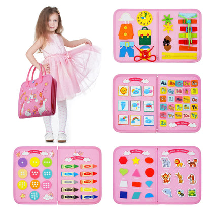Montessori Toddler Busy Board – Educational Activity for Motor Skills & Baby Learning Toys for Travel