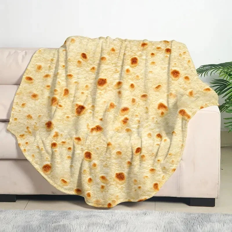 Mexican Tortilla Print Flannel Blanket - Soft Warm Cozy Throw for Sofa Couch Bed Office Camping & Travel