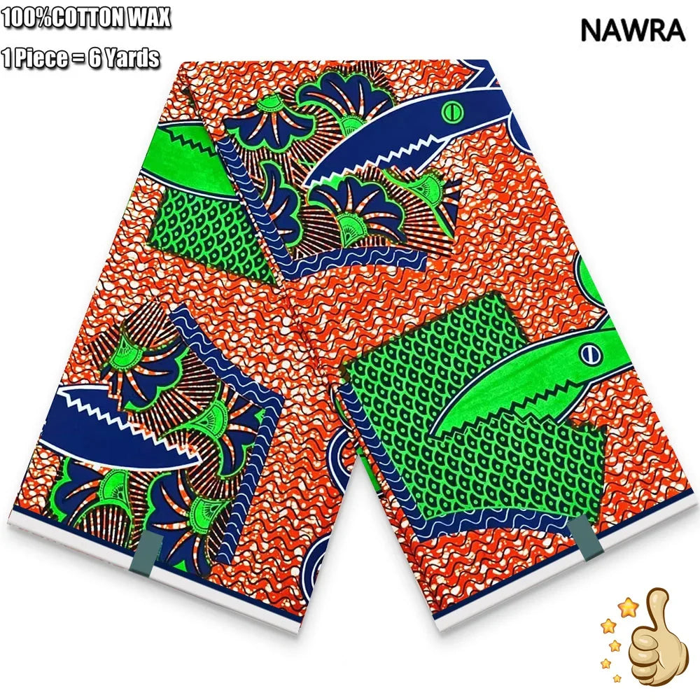 100% Cotton African Real Wax Fabric - Ankara Batik Pagne Sewing Material for Women's Dresses