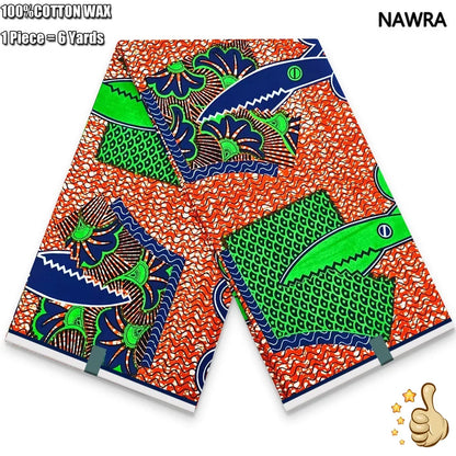 100% Cotton African Real Wax Fabric - Ankara Batik Pagne Sewing Material for Women's Dresses