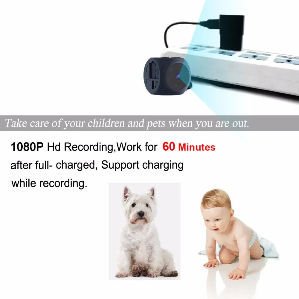 Mini 1080P HD Camera – Night Vision, Wide-Angle, Motion Detection Video Recorder with Magnetic Loop