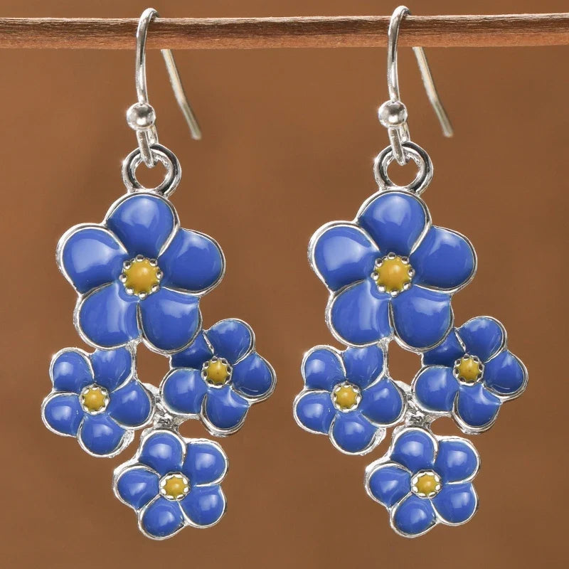 Blue Flower Pendant Earrings - Elegant Daily Fashion Jewelry Gift for Women’s Parties