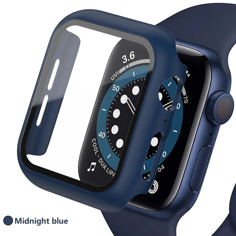 Tempered Glass Screen Protector Case for Apple Watch - Series 8 7 6 SE 5 4 3 Protective Cover Accessories 41mm 40mm 44mm 45mm 42mm