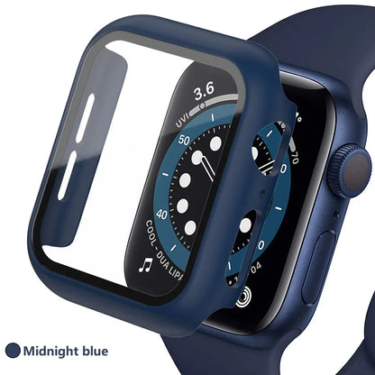 Tempered Glass Screen Protector Case for Apple Watch - Series 8 7 6 SE 5 4 3 Protective Cover Accessories 41mm 40mm 44mm 45mm 42mm