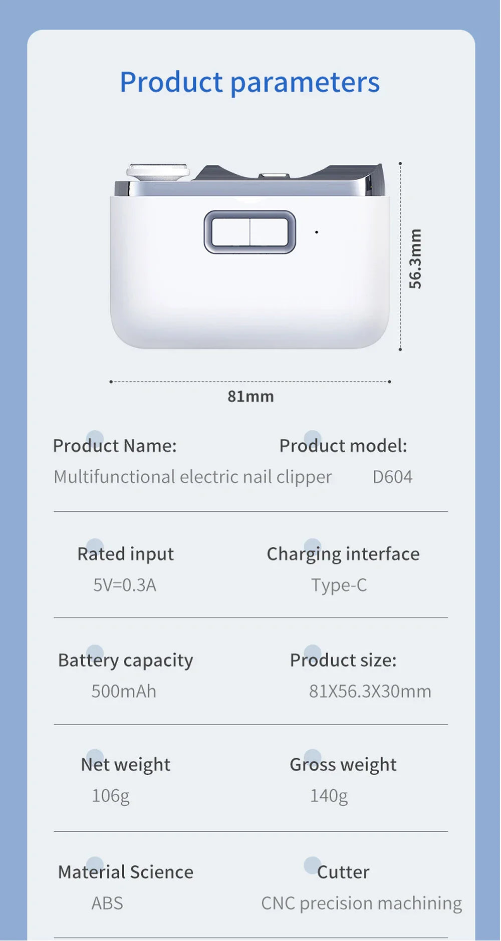 2-in-1 Electric Nail Clipper with Light - Type-C Rechargeable Manicure Machine, Portable Automatic Nail Cutter