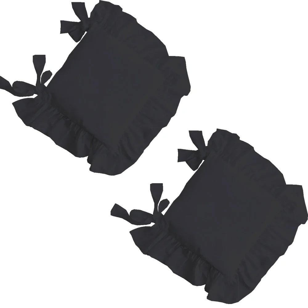 Ruffled Dining Chair Pads - Vintage Seat Cushion Covers with Ties Non-Slip Kitchen Farmhouse Decor