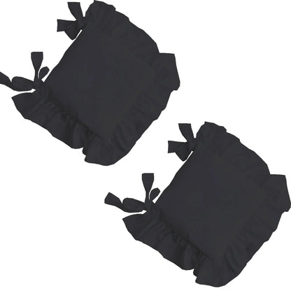 Ruffled Dining Chair Pads - Vintage Seat Cushion Covers with Ties Non-Slip Kitchen Farmhouse Decor