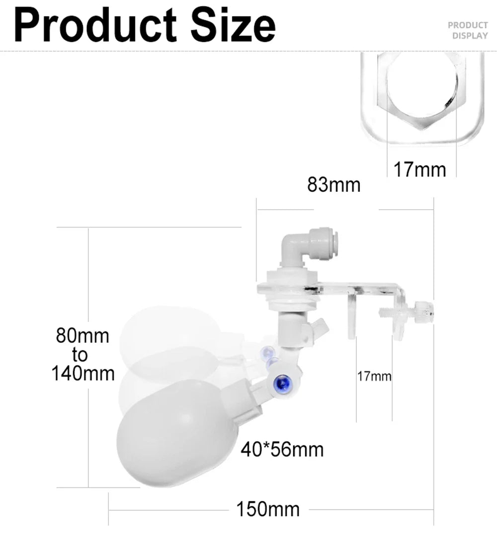 Auto Aquarium Water Changer Kit — Float Ball Valve Water Filler & Level Controller 1/4 Inch