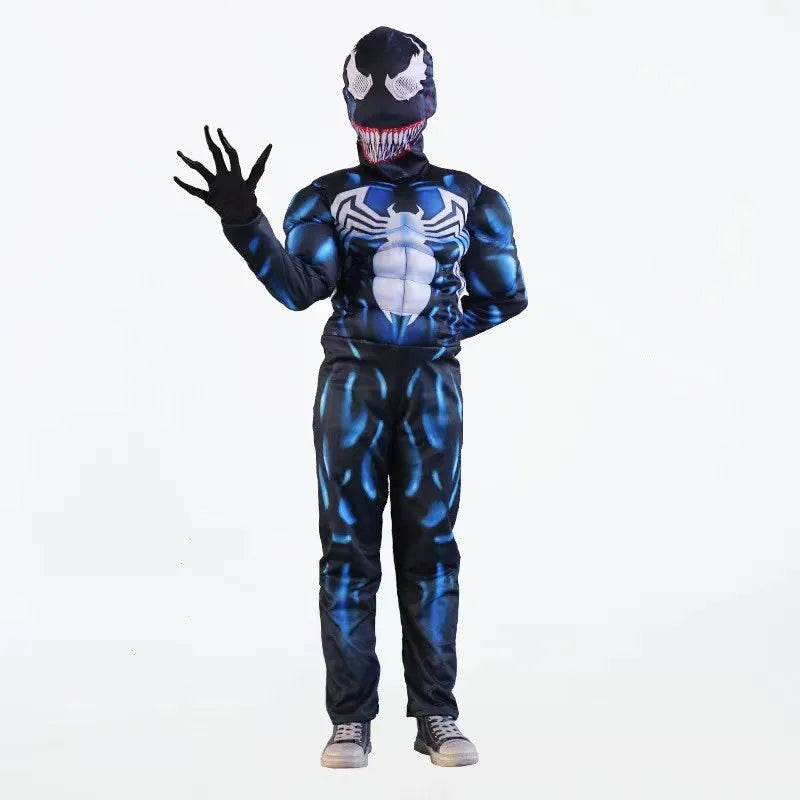 Kids Venom Spider Superhero Costume - 3D Spandex Jumpsuit Bodysuit for Halloween Cosplay & Parties