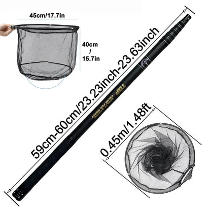 MBLN 328cm Ultralight Portable Landing Net – Carbon Handle & Aluminum Alloy Head, 414g Total Weight