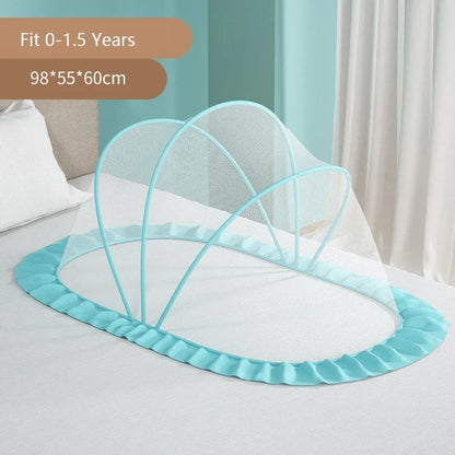 Portable Baby Mosquito Net Bed - Foldable Infant Crib with Cotton Pillow & Travel Bedding