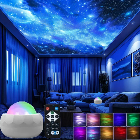 LED Aurora Galaxy Projector - RGB 7 Mode 360° Rotating Night Sky Light With Remote for Home Theater Room Decor