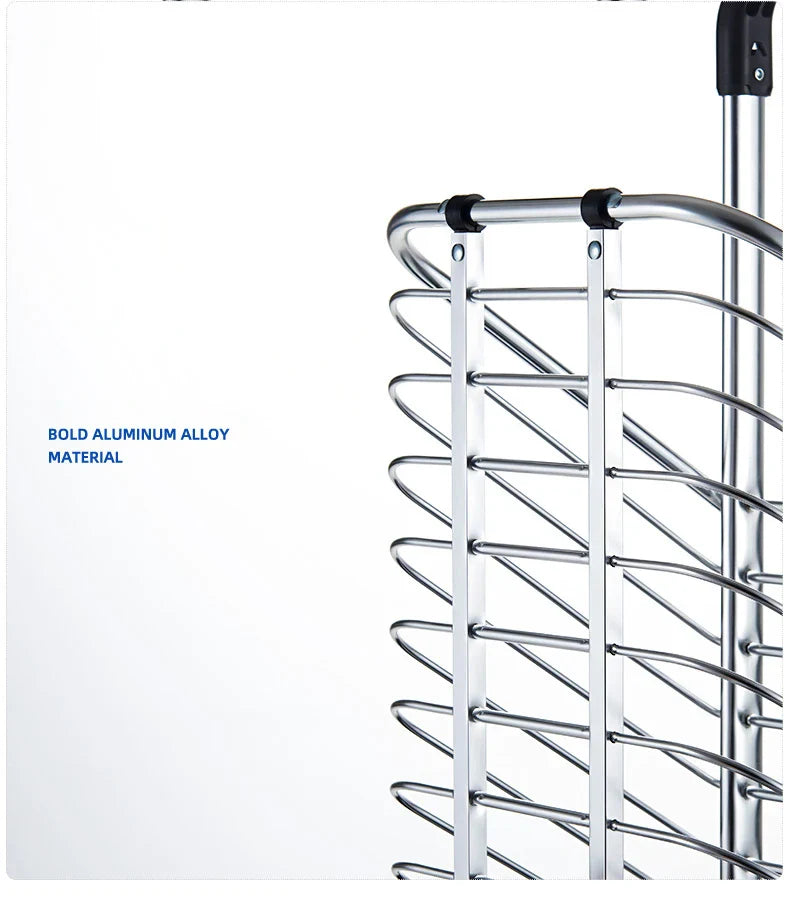 Portable Aluminum Alloy Grocery Cart – Folding Trolley with Large Capacity, Lightweight & Step Climbing Design