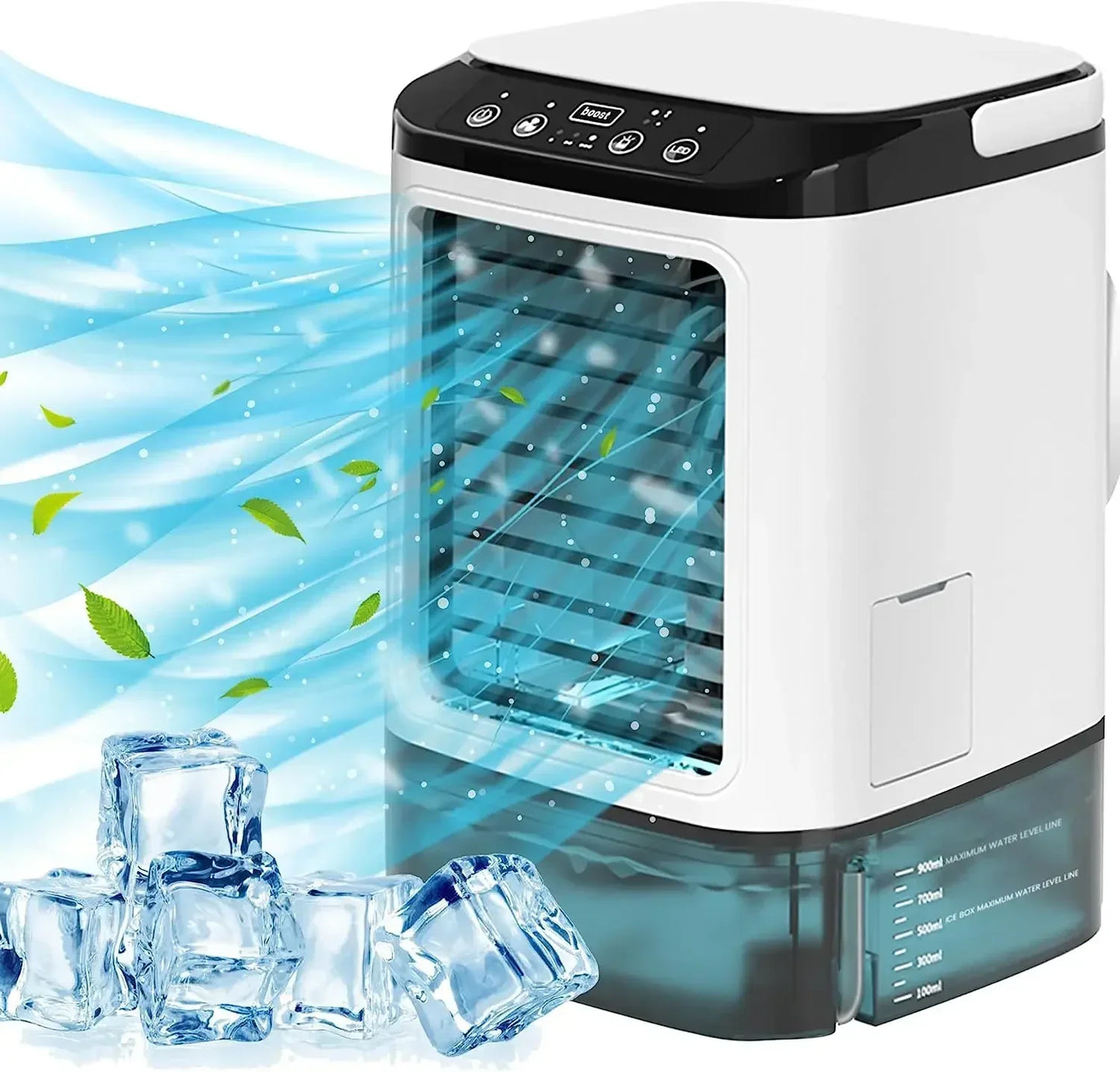 Portable Air Conditioner Fan - Dual Spray Ultrasonic Air Cooler with 3-Speed Quiet Cooling & Night Light