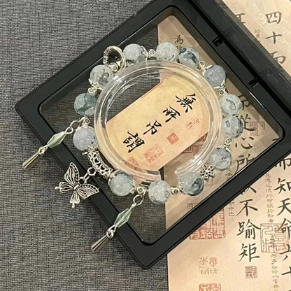 Korean Style Crystal Bead Bracelet - Flower Fox Feather Tassel Charm Jewelry Gift for Women Girls & Best Friends