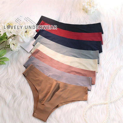 4PCS Seamless Ice Silk G-String Panties for Women – Low Waist, Soft Ultra-Thin Sexy Underwear Briefs