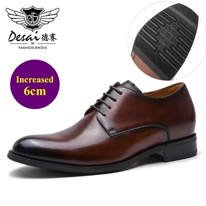 Men’s Full Grain Leather Derby Shoes - Minimalist Formal Business Lace-Up Dress Shoes